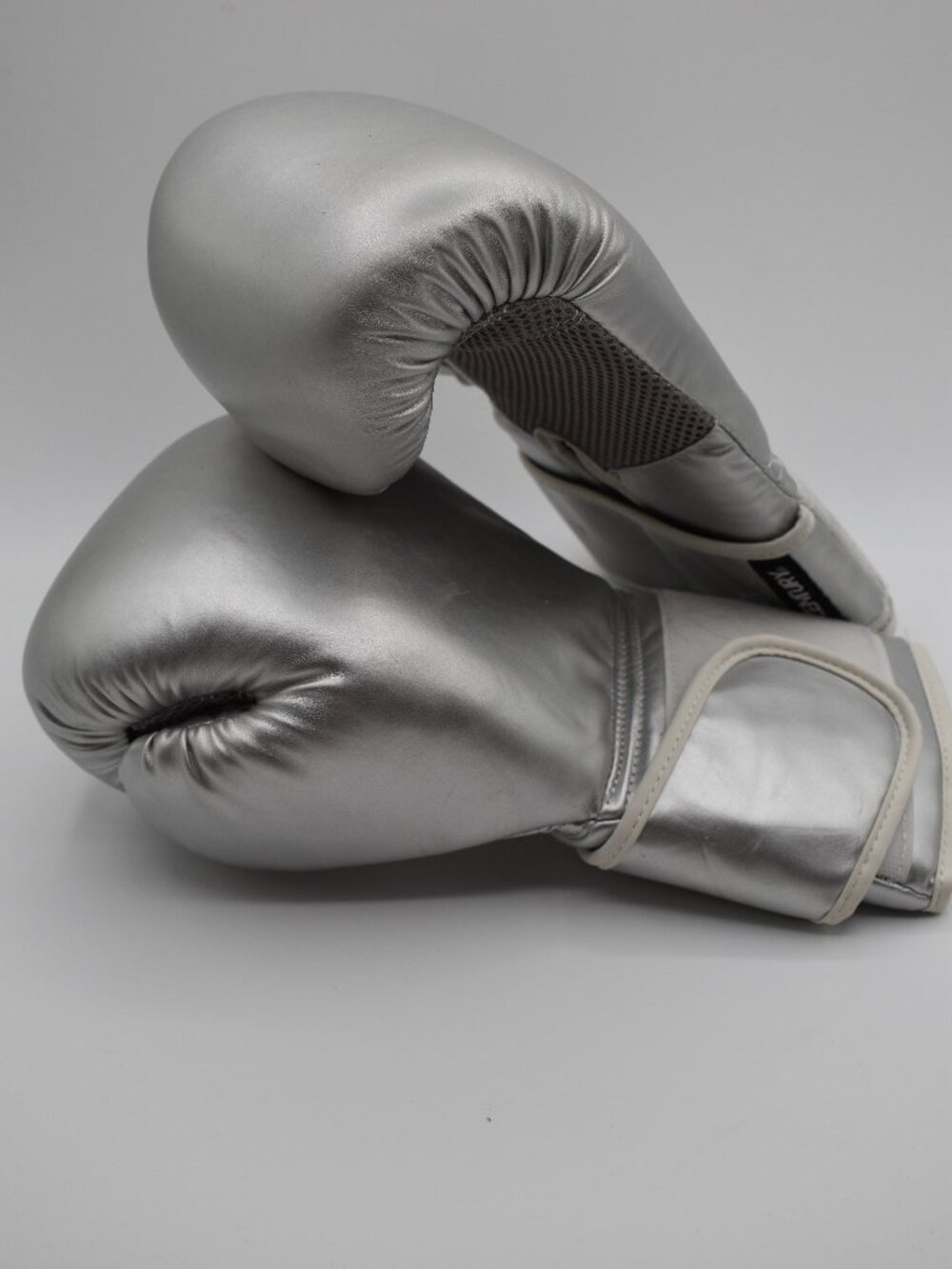 Silver Adult Boxing Gloves Training Sparring Punching Bag Gloves Hook & Loop